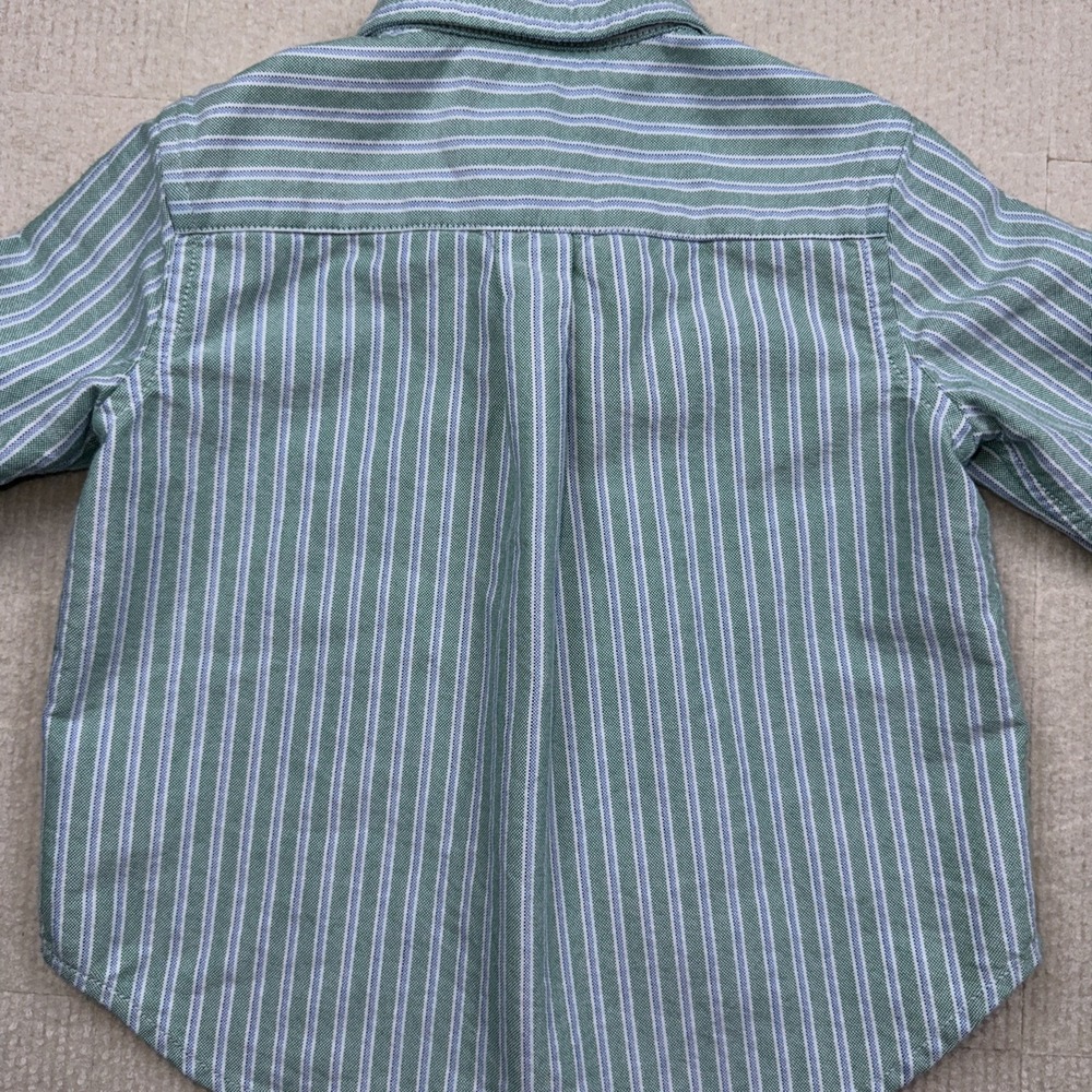 Ralph Lauren Boys Button Down Shirt 18Mths Long Sleeve Green Blue Stripe Brown - Picture 5 of 5
